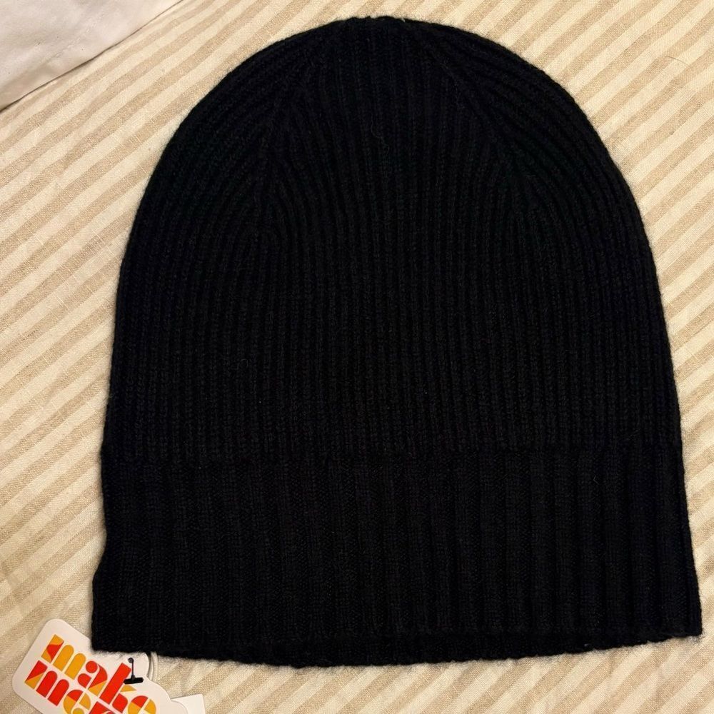 NWT Nordstrom Cashmere Beanie Black - Picture 2 of 10